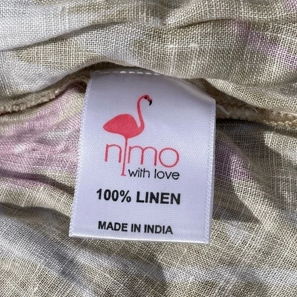 🥒 Nimo With Love Anthropologie Bouganvilla Linen Natural Print Mini Dress XS - Picture 4 of 10